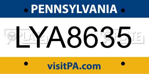 LYA8635 Pennsylvania License Plate