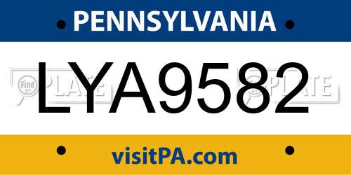 LYA9582 Pennsylvania License Plate