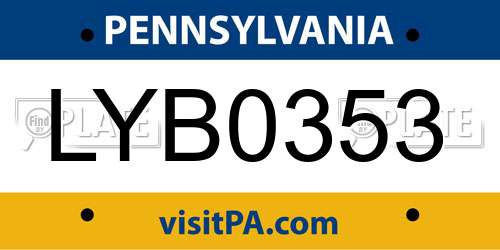LYB0353 Pennsylvania License Plate