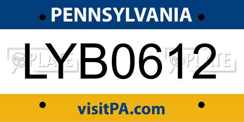 LYB0612 Pennsylvania License Plate