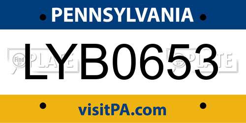 LYB0653 Pennsylvania License Plate