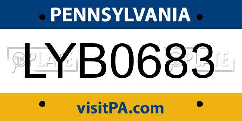 LYB0683 Pennsylvania License Plate