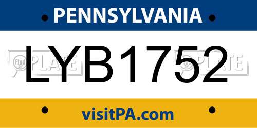 LYB1752 Pennsylvania License Plate