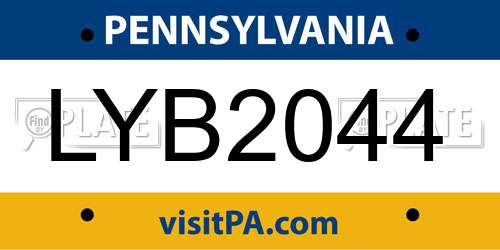 LYB2044 Pennsylvania License Plate
