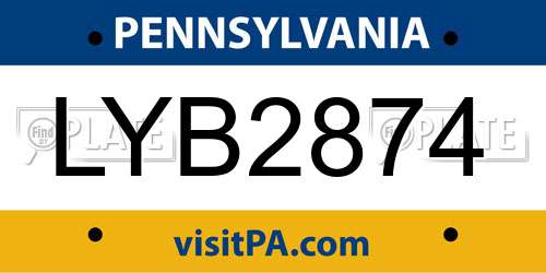 LYB2874 Pennsylvania License Plate
