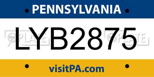 LYB2875 Pennsylvania License Plate