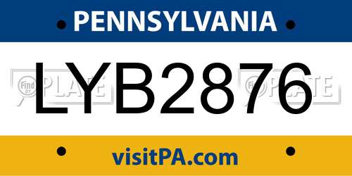 LYB2876 Pennsylvania License Plate