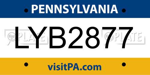 LYB2877 Pennsylvania License Plate