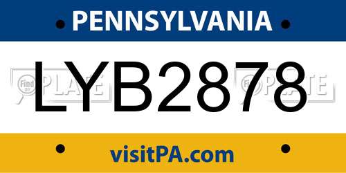 LYB2878 Pennsylvania License Plate