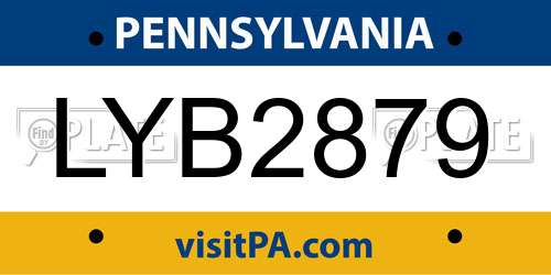 LYB2879 Pennsylvania License Plate