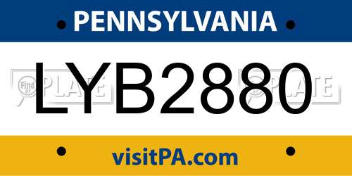 LYB2880 Pennsylvania License Plate