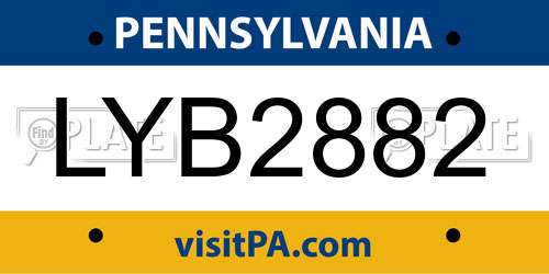 LYB2882 Pennsylvania License Plate
