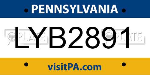LYB2891 Pennsylvania License Plate