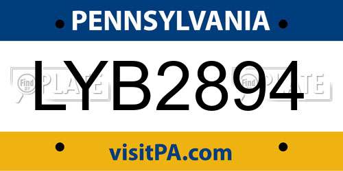 LYB2894 Pennsylvania License Plate
