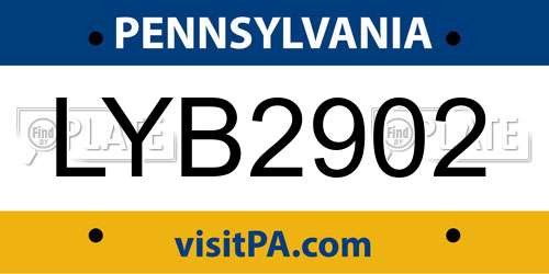 LYB2902 Pennsylvania License Plate
