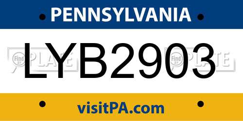LYB2903 Pennsylvania License Plate