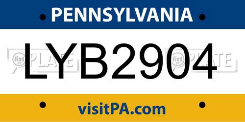 LYB2904 Pennsylvania License Plate