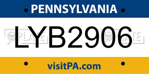 LYB2906 Pennsylvania License Plate