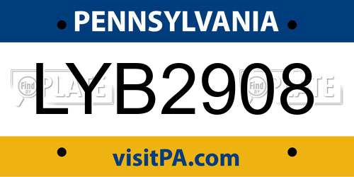 LYB2908 Pennsylvania License Plate