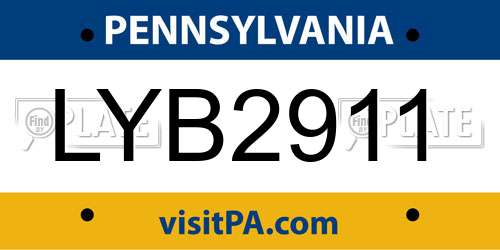 LYB2911 Pennsylvania License Plate