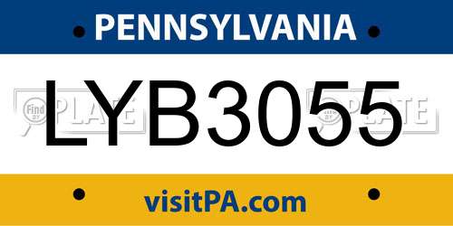 LYB3055 Pennsylvania License Plate