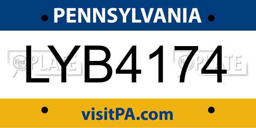 LYB4174 Pennsylvania License Plate
