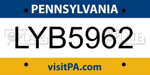 LYB5962 Pennsylvania License Plate