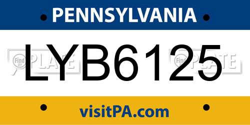 LYB6125 Pennsylvania License Plate