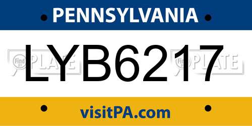 LYB6217 Pennsylvania License Plate