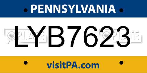 LYB7623 Pennsylvania License Plate