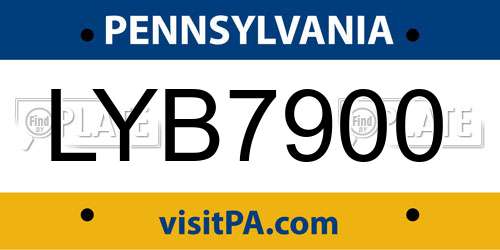 LYB7900 Pennsylvania License Plate