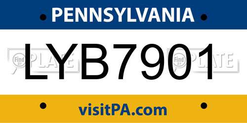 LYB7901 Pennsylvania License Plate