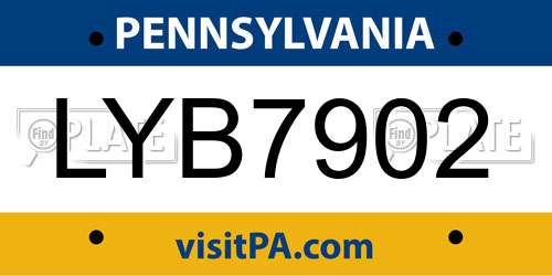 LYB7902 Pennsylvania License Plate