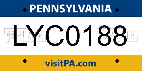 LYC0188 Pennsylvania License Plate