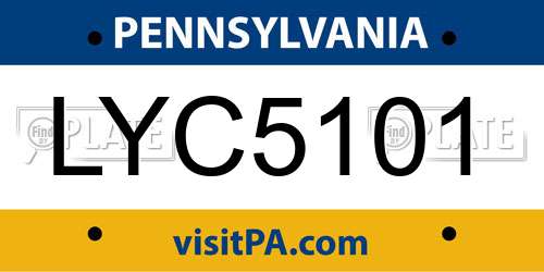LYC5101 Pennsylvania License Plate