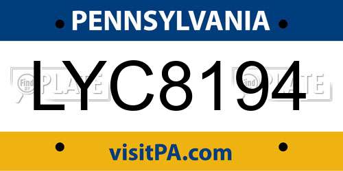 LYC8194 Pennsylvania License Plate
