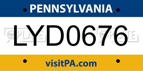 LYD0676 Pennsylvania License Plate