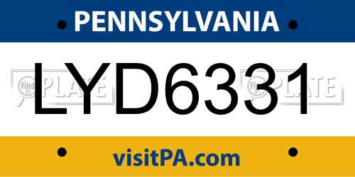 LYD6331 Pennsylvania License Plate
