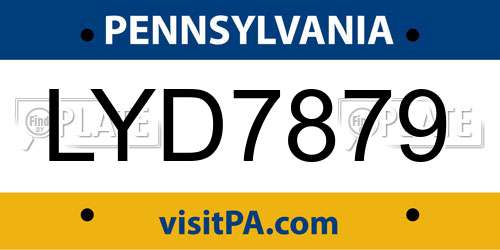 LYD7879 Pennsylvania License Plate