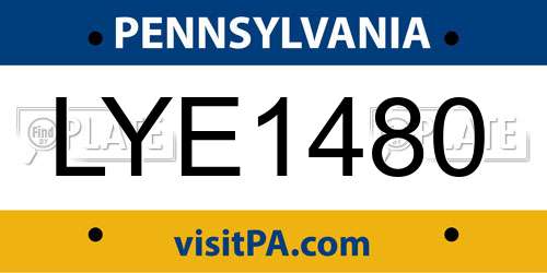 LYE1480 Pennsylvania License Plate