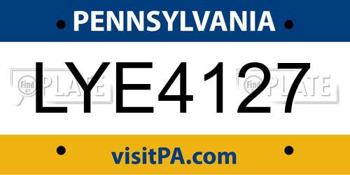 LYE4127 Pennsylvania License Plate