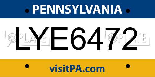 LYE6472 Pennsylvania License Plate