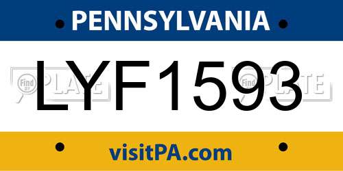 LYF1593 Pennsylvania License Plate