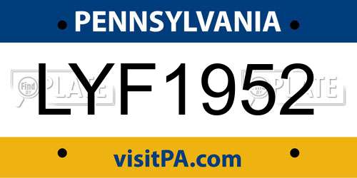 LYF1952 Pennsylvania License Plate