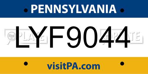 LYF9044 Pennsylvania License Plate