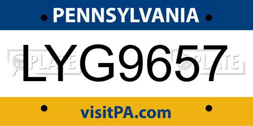 LYG9657 Pennsylvania License Plate