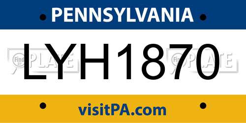 LYH1870 Pennsylvania License Plate
