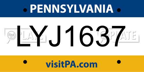 LYJ1637 Pennsylvania License Plate