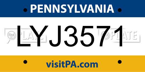 LYJ3571 Pennsylvania License Plate