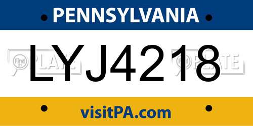 LYJ4218 Pennsylvania License Plate
